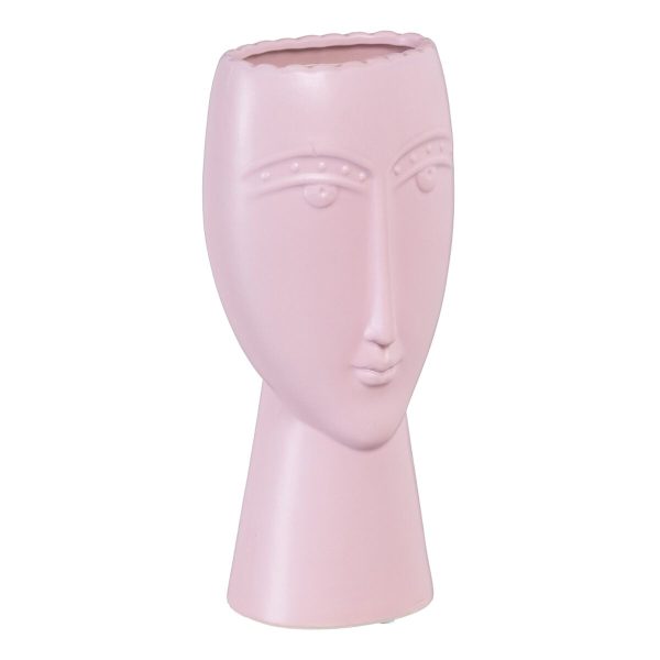 Planter 15 x 8,5 x 19 cm Face Ceramic Light mauve Discount