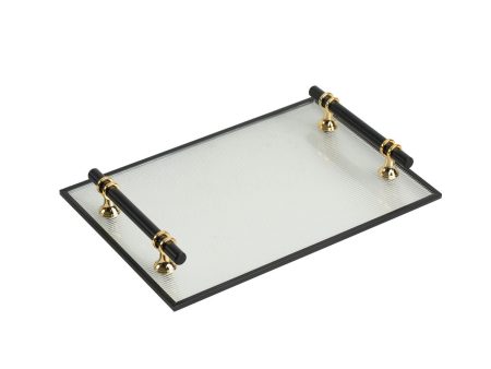 Tray Romimex Transparent Golden Metal Glass 31 x 4 x 20 cm For Discount