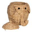 Basket Elephant Black Beige Natural Fibre 38 x 38 x 42 cm Supply