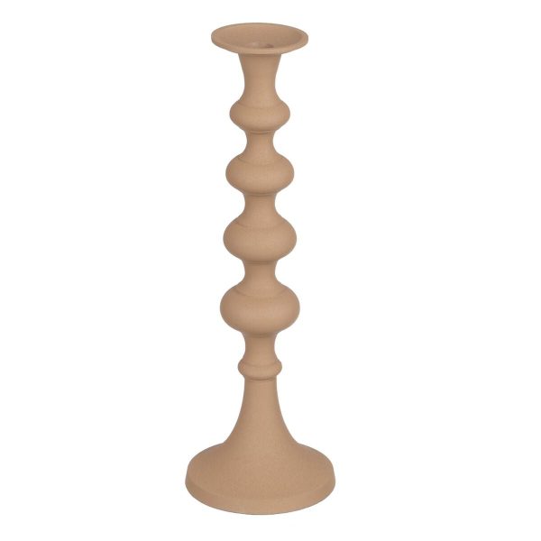 Candleholder 13 x 13 x 39,5 cm Beige Aluminium For Cheap