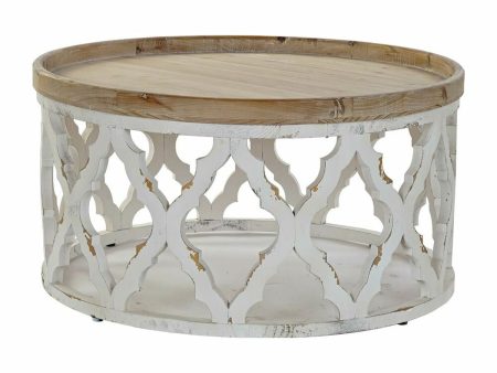 Side table DKD Home Decor White Light brown Fir MDF Wood 81 x 81 x 43,5 cm For Cheap