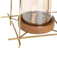 Candleholder Brown Golden Wood Crystal Steel 24 x 24 x 26 cm For Discount