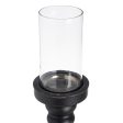 Candleholder Black Wood Crystal 12 x 12 x 47 cm Online now