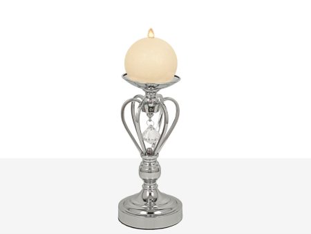 Candleholder Romimex Silver Metal Glass 14 x 28 x 14 cm Discount