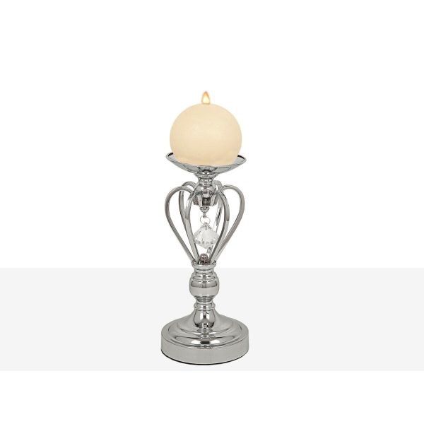 Candleholder Romimex Silver Metal Glass 14 x 28 x 14 cm Discount