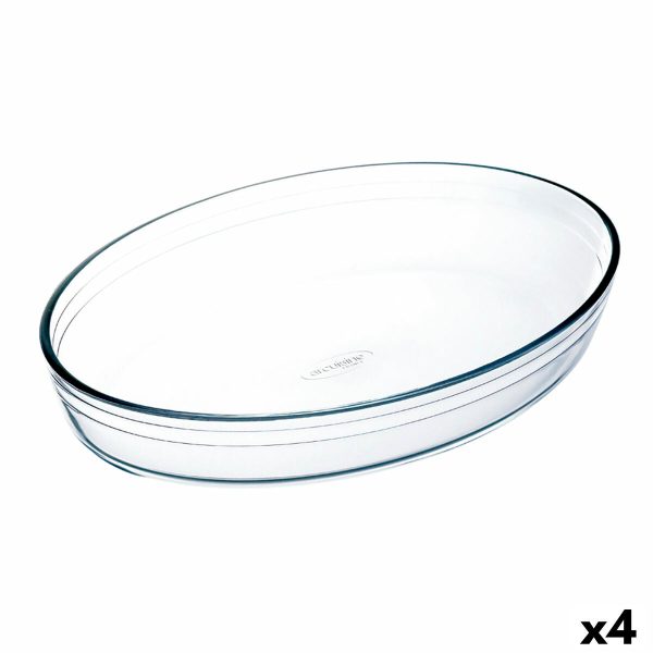 Oven Dish Ô Cuisine Ocuisine Vidrio Transparent Glass Oval 40 x 28 x 7 cm (4 Units) Supply