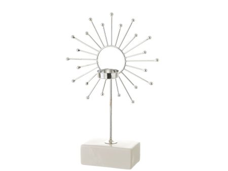 Candleholder White Silver Ceramic Iron 18,4 x 8,4 x 29,1 cm Online Hot Sale