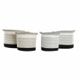 Basket set DKD Home Decor White Brown Black Grey Stripes Boho 30 x 30 x 30 cm Plastic 2 Pieces (2 Units) (4 pcs) Online now