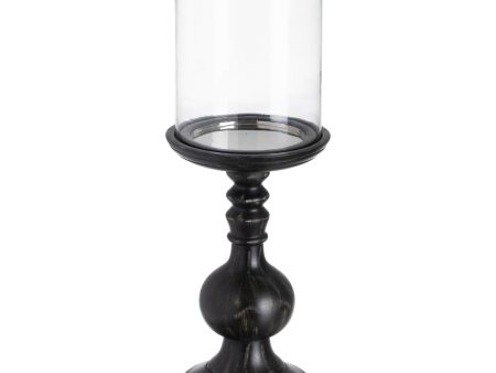 Candleholder Black Wood Crystal 23 x 23 x 58 cm Online Hot Sale