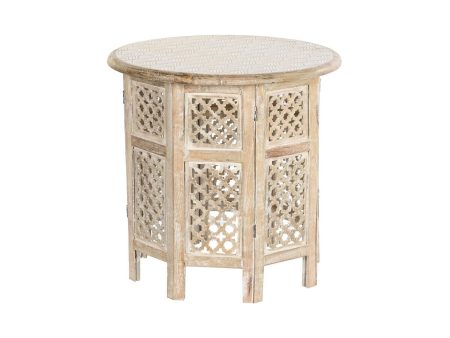 Side table DKD Home Decor White Brown Mango wood 53 x 53 x 53 cm Cheap