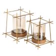 Candleholder Brown Golden Wood Crystal Steel 20 x 20 x 23 cm Hot on Sale