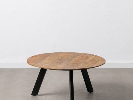 Centre Table Black Natural 80 x 80 x 40 cm For Sale