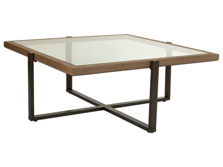 Centre Table Alexandra House Living Brown Iron Fir wood Tempered glass 99 x 40 x 99 cm on Sale