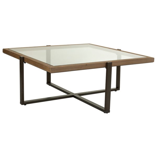 Centre Table Alexandra House Living Brown Iron Fir wood Tempered glass 99 x 40 x 99 cm on Sale