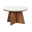 Centre Table DKD Home Decor Marble Acacia (70 x 70 x 43 cm) Supply