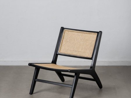 Armchair Black Natural Wood Rattan Rubber wood 60,5 x 73,5 x 72,5 cm Online Sale