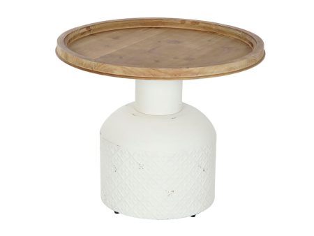 Side table DKD Home Decor White Natural Metal Fir 61,5 x 61,5 x 51 cm Hot on Sale