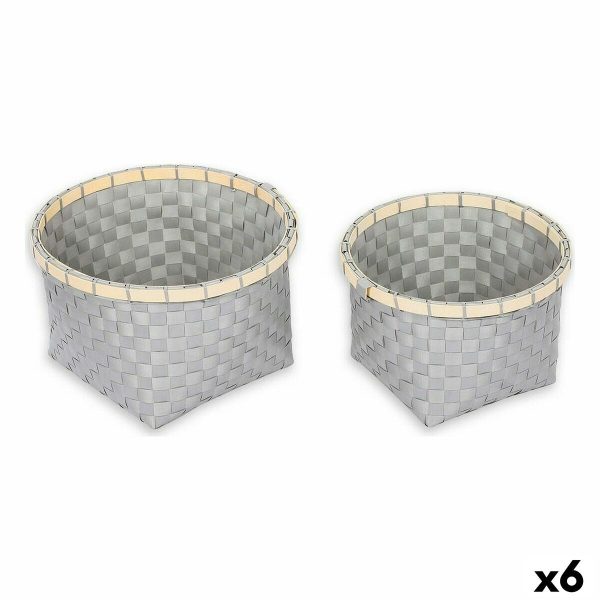 Basket set Confortime 2 Pieces Circular 26 x 26 x 17 cm (2 Pieces) (6 Units) Hot on Sale