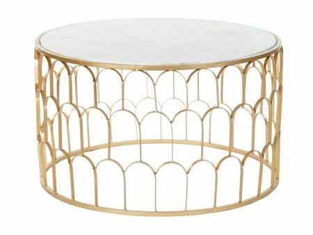 Centre Table DKD Home Decor Glamour White Multicolour Golden Marble Iron 87 x 87 x 51,5 cm on Sale