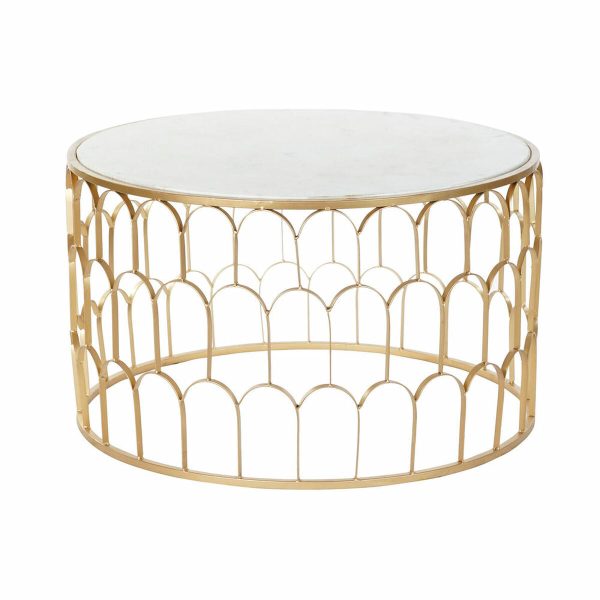 Centre Table DKD Home Decor Glamour White Multicolour Golden Marble Iron 87 x 87 x 51,5 cm on Sale