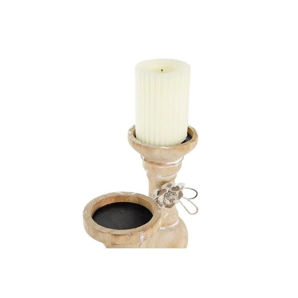 Candleholder DKD Home Decor Wood (9,5 x 9,5 x 28 cm) (2 Pieces) Online now