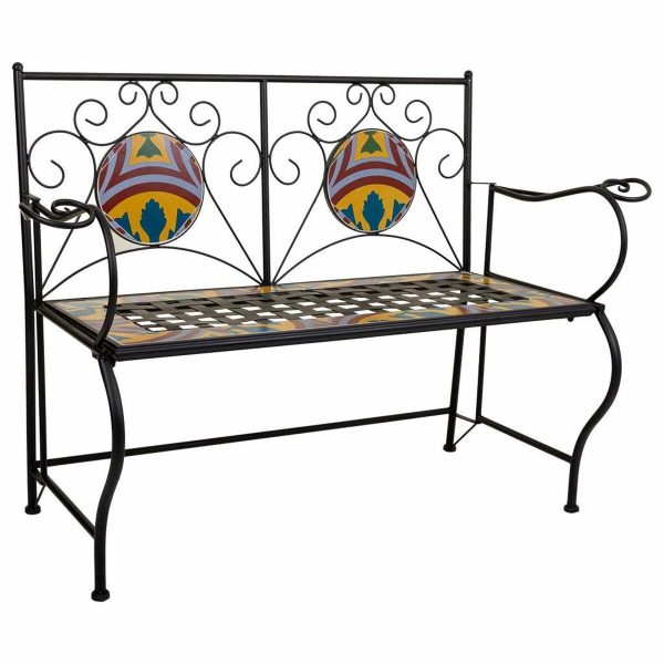 Bench Alexandra House Living Black Iron Tile 50 x 88 x 110 cm on Sale