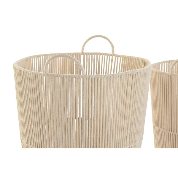 Basket set DKD Home Decor Beige Metal 42 x 42 x 51 cm 3 Pieces on Sale