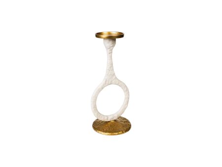 Candleholder Romimex White Gold Aluminium 15 x 31 x 14 cm Circle Cheap