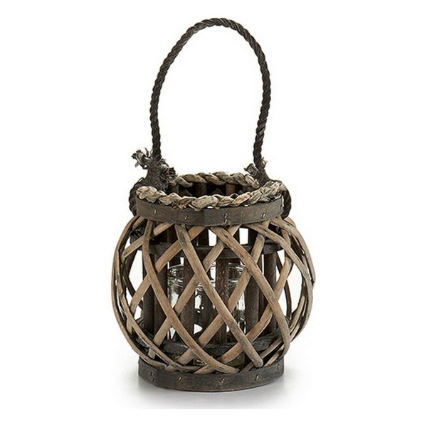 Candleholder 21 x 19 x 17 cm Grey Glass wicker (12 Units) For Discount