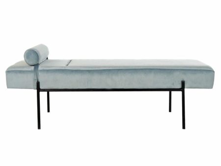 Chaise Longue Sofa DKD Home Decor Black Sky blue Metal 140 x 59 x 42 cm Fashion