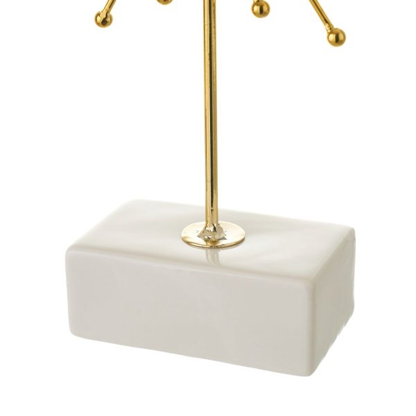 Candleholder White Golden Ceramic Iron 18,4 x 8,4 x 29,1 cm Online Sale