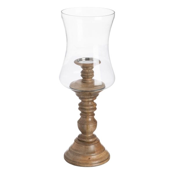 Candleholder Natural Wood Crystal 20 x 20 x 57 cm Online