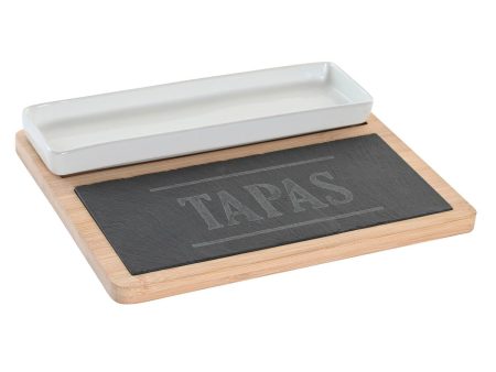 Appetizer Set DKD Home Decor 24 x 7 x 2,5 cm Natural Black Board Hot on Sale