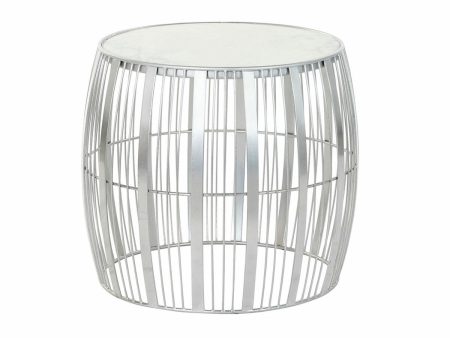 Side table DKD Home Decor White Marble Iron Silver (46 x 46 x 41 cm) on Sale