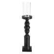 Candleholder Black Wood Crystal 12 x 12 x 62 cm Cheap