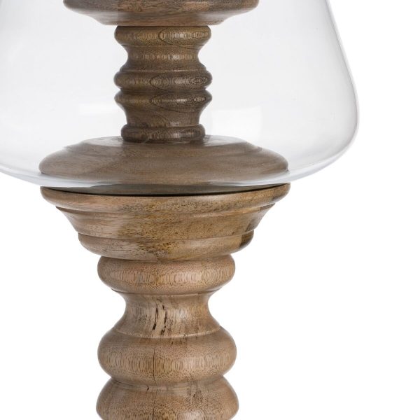 Candleholder Natural Wood Crystal 20 x 20 x 76 cm Online now