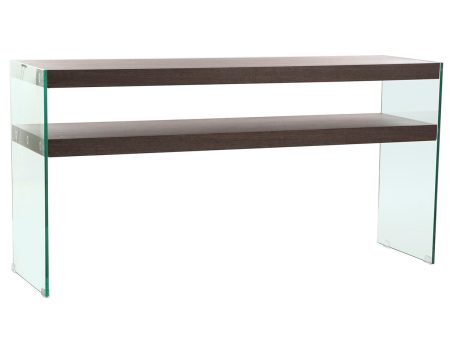 Console DKD Home Decor Brown Transparent Crystal Walnut MDF Wood 160 x 45 x 80 cm Discount