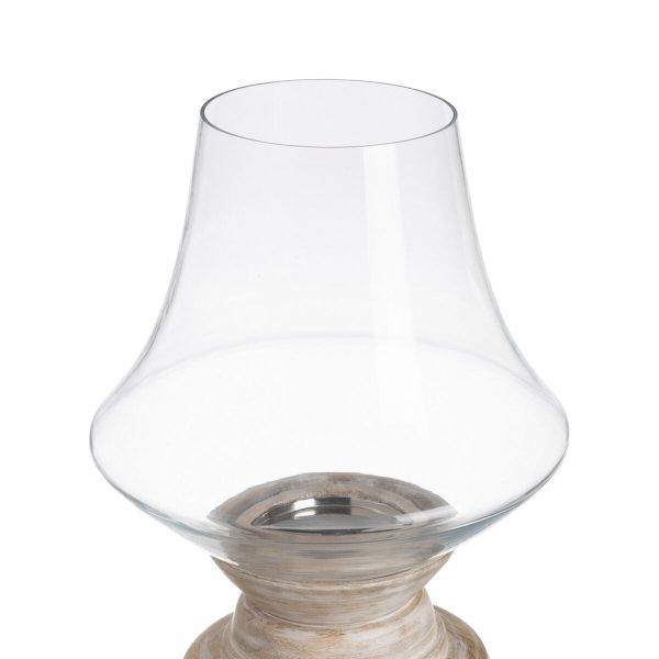 Candleholder White Wood Crystal 23 x 23 x 34 cm For Discount