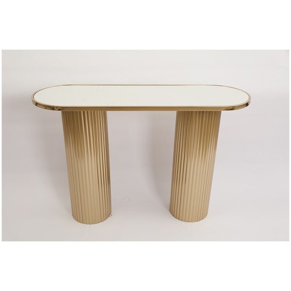 Console Romimex White Golden Metal Marble 118 x 78 x 38 cm For Cheap