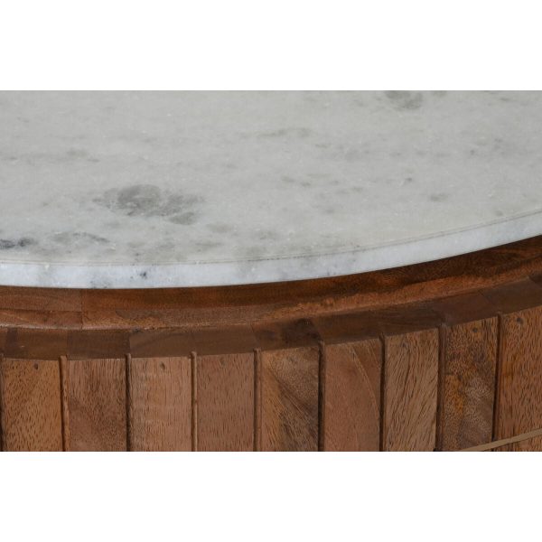 Centre Table DKD Home Decor Marble Mango wood (85 x 85 x 45 cm) For Cheap