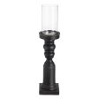 Candleholder Black Wood Crystal 12 x 12 x 55 cm Cheap