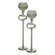 Candleholder Grey Silver Aluminium Crystal 11 x 11 x 56 cm on Sale