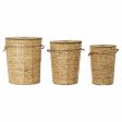 Basket set DKD Home Decor Light brown 44 x 44 x 54 cm Wood Metal 3 Pieces Cheap