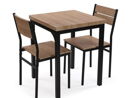 Table set with 2 chairs Versa PVC Metal MDF Wood 60 x 76 x 60 cm For Discount