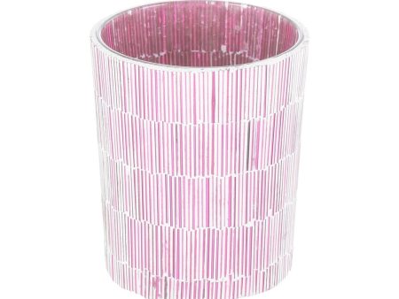 Candleholder Pink Crystal Cement 10 x 10 x 13 cm Sale