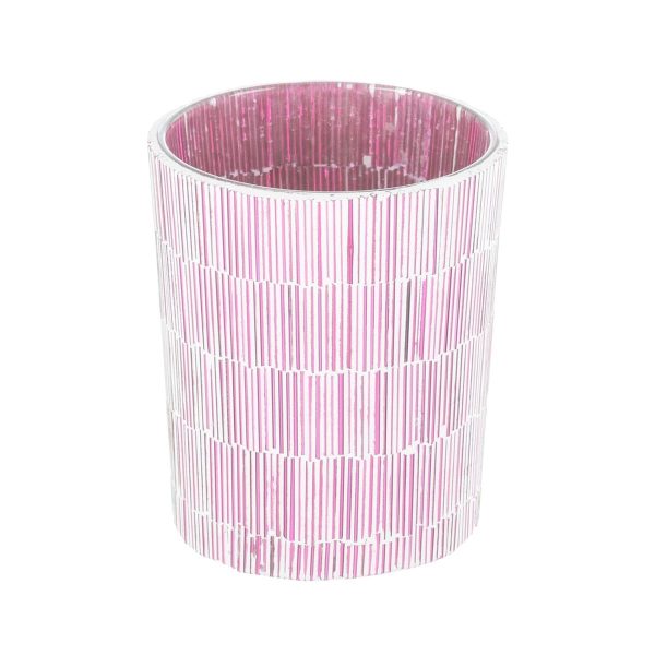 Candleholder Pink Crystal Cement 10 x 10 x 13 cm Sale