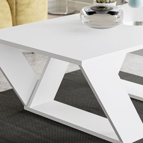 Centre Table Alexandra House Living Diagonal White Wood MDP 110 x 40 x 60 cm Online Hot Sale