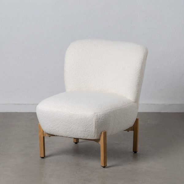 Armchair 62 x 75 x 74 cm Synthetic Fabric Metal White Online Sale