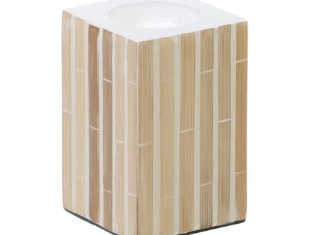 Candleholder Beige Bamboo MDF Wood 10,5 x 10,5 x 16 cm Online