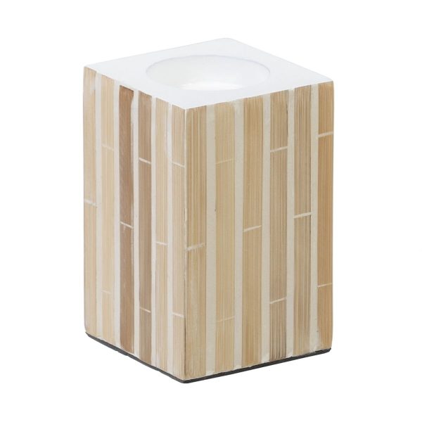 Candleholder Beige Bamboo MDF Wood 10,5 x 10,5 x 16 cm Online